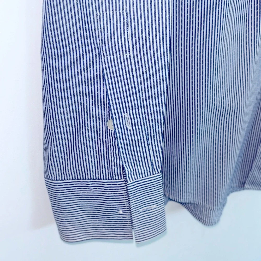 Versace Collection blue & white striped dress shirt. Size 41 - Picture 3 of 9